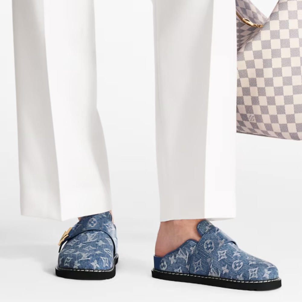 Louis Vuitton Blue Monogram Mules